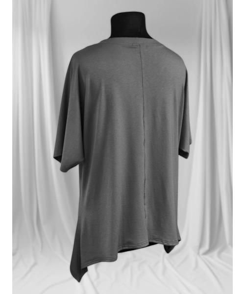 Tunika KIMONO dzianinowa z wydłużonymi bokami - szara